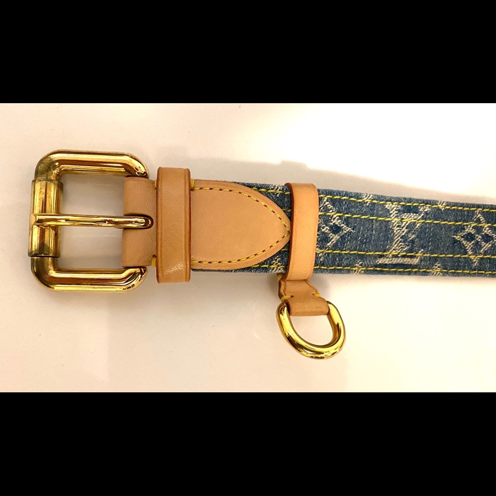 Louis Vuitton LV blue monogram de in belt